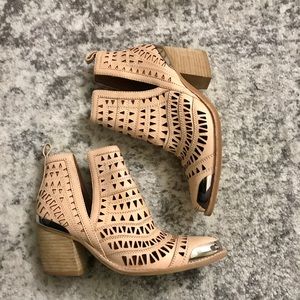 Genuine leather ankle booties with open sides